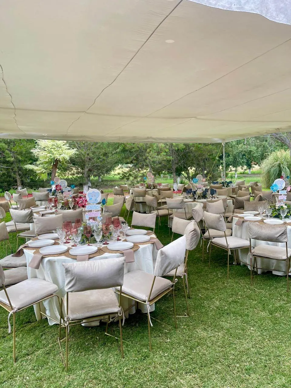 Baby Shower en La Nogalera — montaje bajo toldo