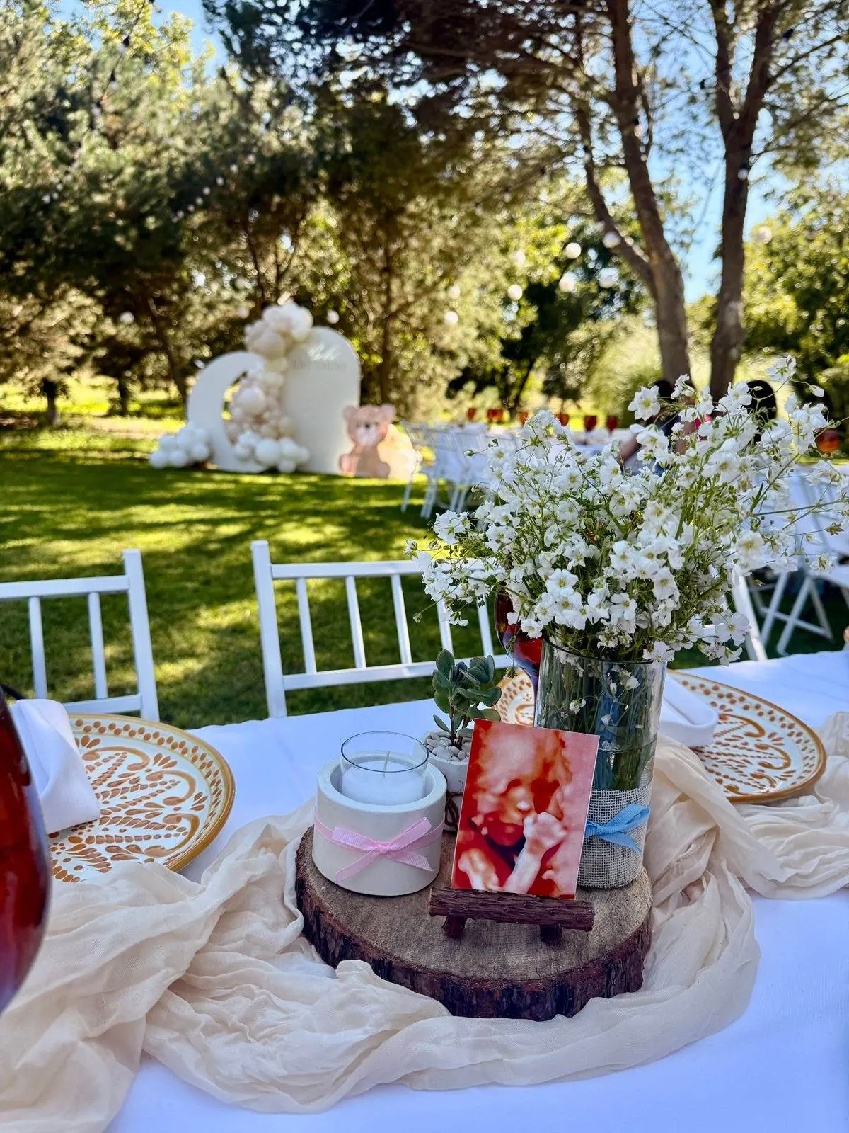 Baby Shower en La Nogalera — mesa y decoración